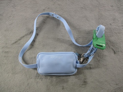 Springer Walk Bag with Regular Leash Light Blue Dog Walking Crossbody Waist Pack