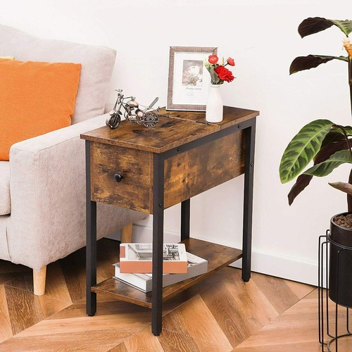 HOOBRO Narrow Side Table Slim Bedside Table Sofa End Table Nightstand two models - Picture 50 of 67