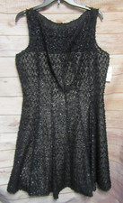 NWT J Taylor Black Sheer Fit & Flare Dress Size 16 Retail $90