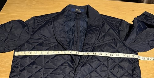 $345 Polo Ralph Lauren Large Quilted Blazer Jacket RRL Coat Navy Blue Leather 44 - Picture 5 of 8