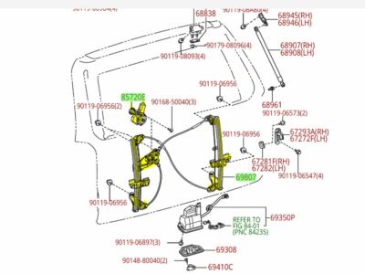 Toyota 4Runner 2010-2021 Rear Back Window Regulator & Motor Genuine OEM ...