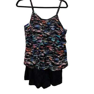 Trimshaper Women's Ruffled Layered Swim Dress Size 30 Rainbow colors | eBay