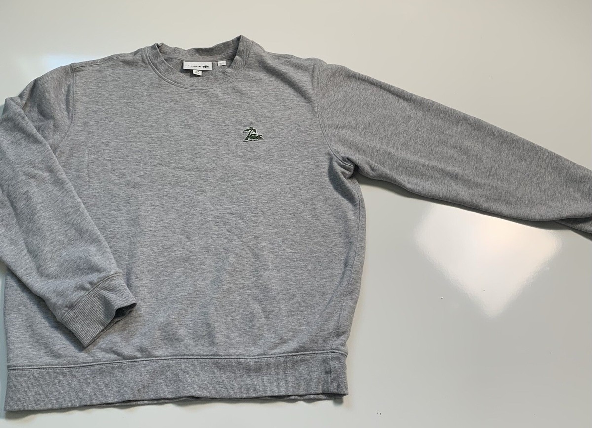 Lacoste Sweatshirt Embroidered Palm Tree Crocodile Logo Gray