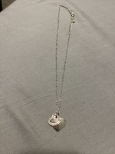 Silver Heart Necklace With Pink Heart