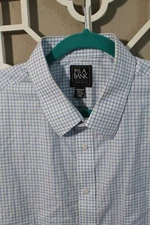 Jos A Bank Button Up Shirt Mens 3XL 18.5 33 White Checks Casual Preppy Cotton