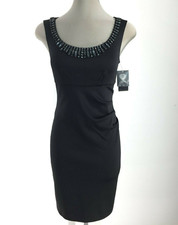 VINCE CAMUTO Sexy  Black Round-Neck Beaded Cocktail Dress ( Sz. 6 ) NWT $148.00
