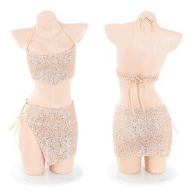 Sexy Shiny Lingerie Top Miniskirt Outfit Office Lady Cosplay Costumes Club Dress