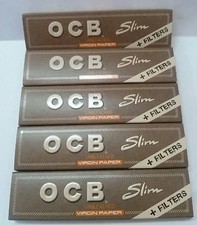 Papel de liar delgado Ocb Natural tamaño king + puntas de filtro nuevo sin blanquear 5 folletos