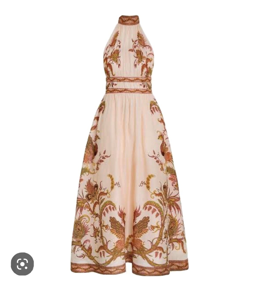 ZIMMERMANN CASSIA HALTER BOW MIDI DRESS Size 2 | eBay Australia
