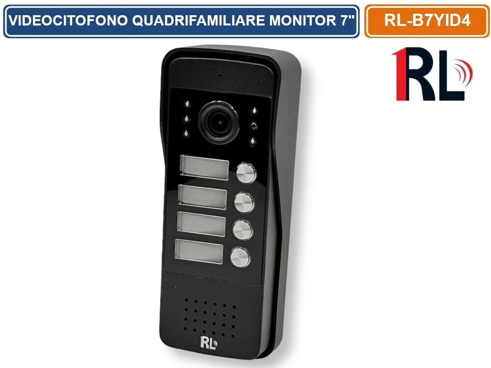 VIDEOCITOFONO QUADRIFAMILIARE 4PULSANTI 4MONITOR A COLORI 7" APERTURA ELETTROSE. - Immagine 2 di 4