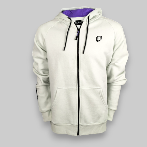 Twitch Ice Full Zip Up Hoodie Off White Extra Large XL Gaming Streaming Crypto