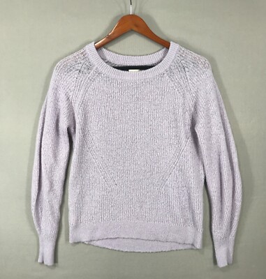 LOFT Sweater Womens Small Purple Lavender Chenille Crew Neck