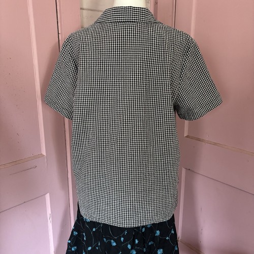Napa Valley Vtg Gingham Floral Embroidered Button Detail Cotton Blend Blouse L - Picture 4 of 4