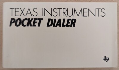 TEXAS INSTRUMENTS POCKET DIALER I-0490 Guide