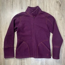 Ibex Women's Jacket 100% Merino Wool Small Full Zip Purple Pockets Mock Neck