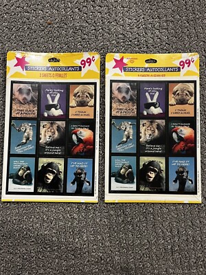 2 New Packs 1989 Animal Humor Sticker Sheet, Unused, Hallmark 6 Sheets