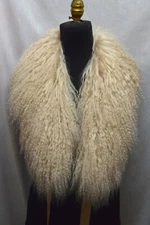 Mongolian Lamb Fur  Cream Tibetan Fur Collar Beige new  real genuine authentic