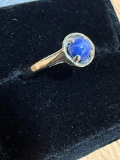 10k White Gold Ring w/ Blue Star Saphire - Size 5.75 - 1.94 grams