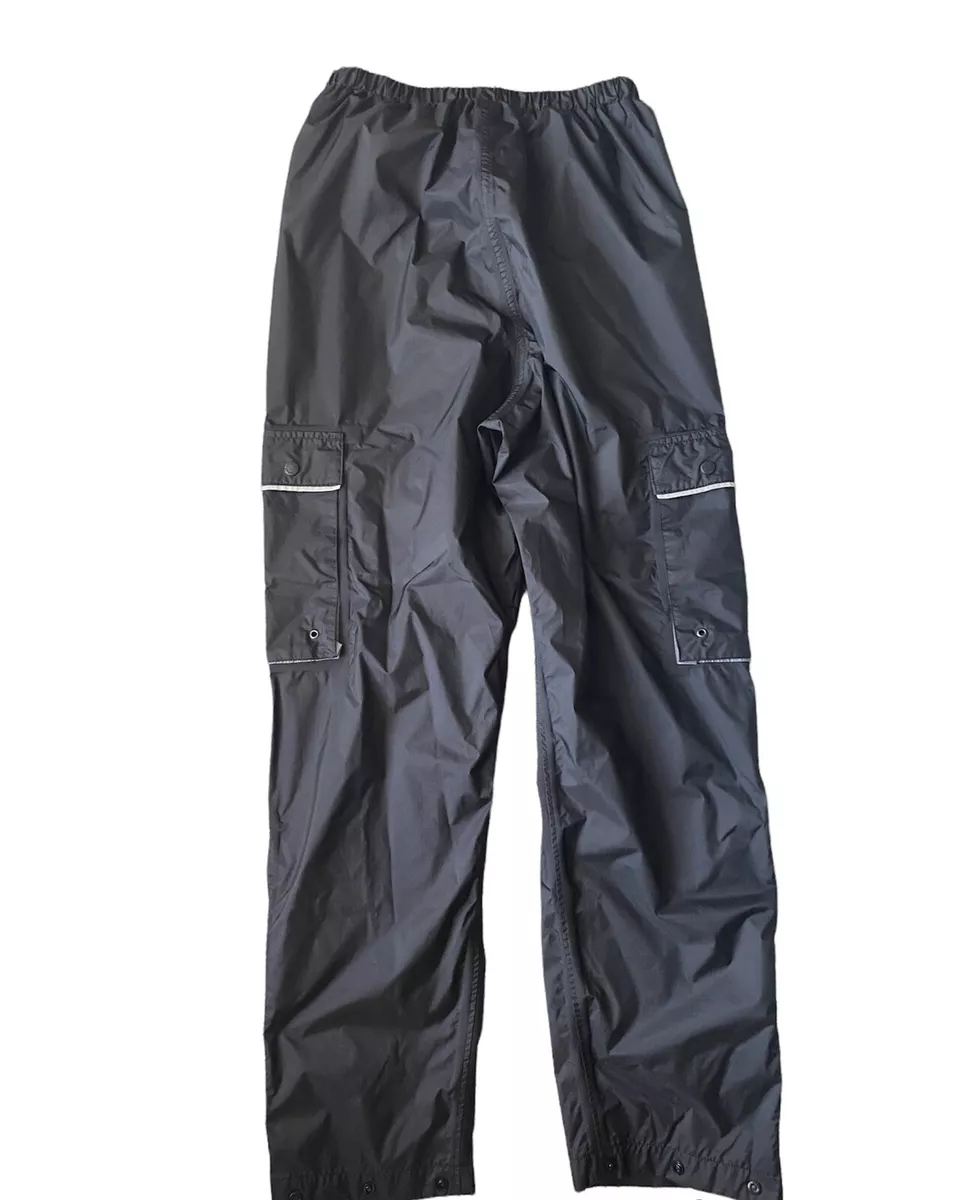 Stearns Dry/Wear Rain Wind Pants Blk/Cargo Mesh Lined Snap/Buttons