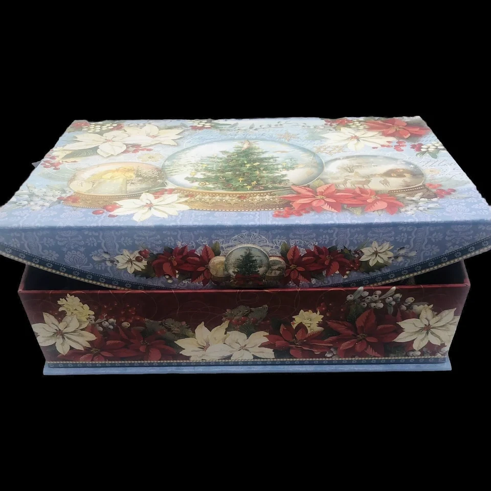 Punch Studio Snow Globe Poinsettia Angel Keepsake Trinket Storage Box - Image 2 of 4