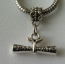 Graduate Diploma Graduation Dangle Bead For Silver European Charm Bracelet