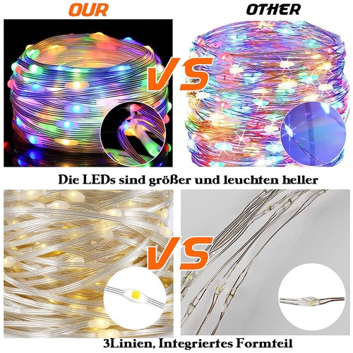 10M/50M LED Lichtschlauch Lichterkette Strom Lichterschlauch Garten Außen Party - Bild 49 von 54