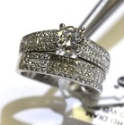 GIA 14k white gold 2.22ct round diamond engagement ring wedding band 6.2g 6 — photo 7