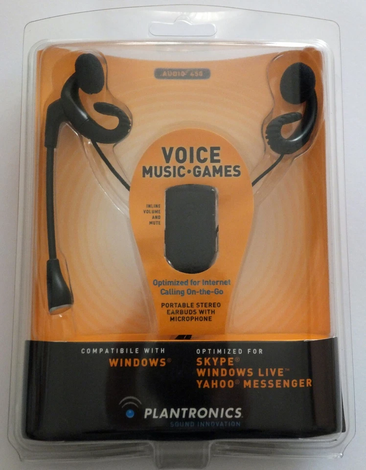 Plantronics .Audio 450 Black In-Ear Earbuds PC Headset Gaming Voice & Music New  - Image 2 of 3