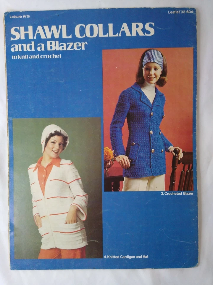 Rare Leisure Arts Crochet Knit Pattern Leaflet 33 Shawl Collars Blazer Cardigan - Image 2 of 4