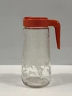 VTG Tang Orange Juice Carafe Pitcher Etched Glass Floral 1 Qt Logo Retro 70s