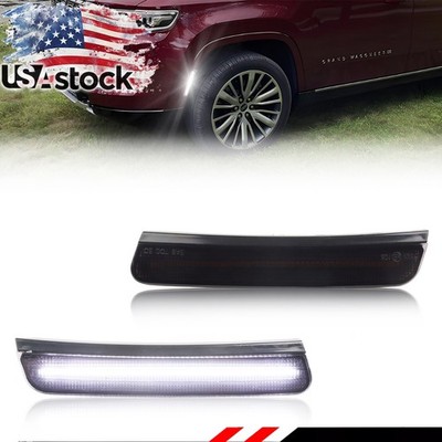 2X Smoke White LED Side Marker Lights For Jeep Wagoneer/Grand Wagoneer 2022 2023