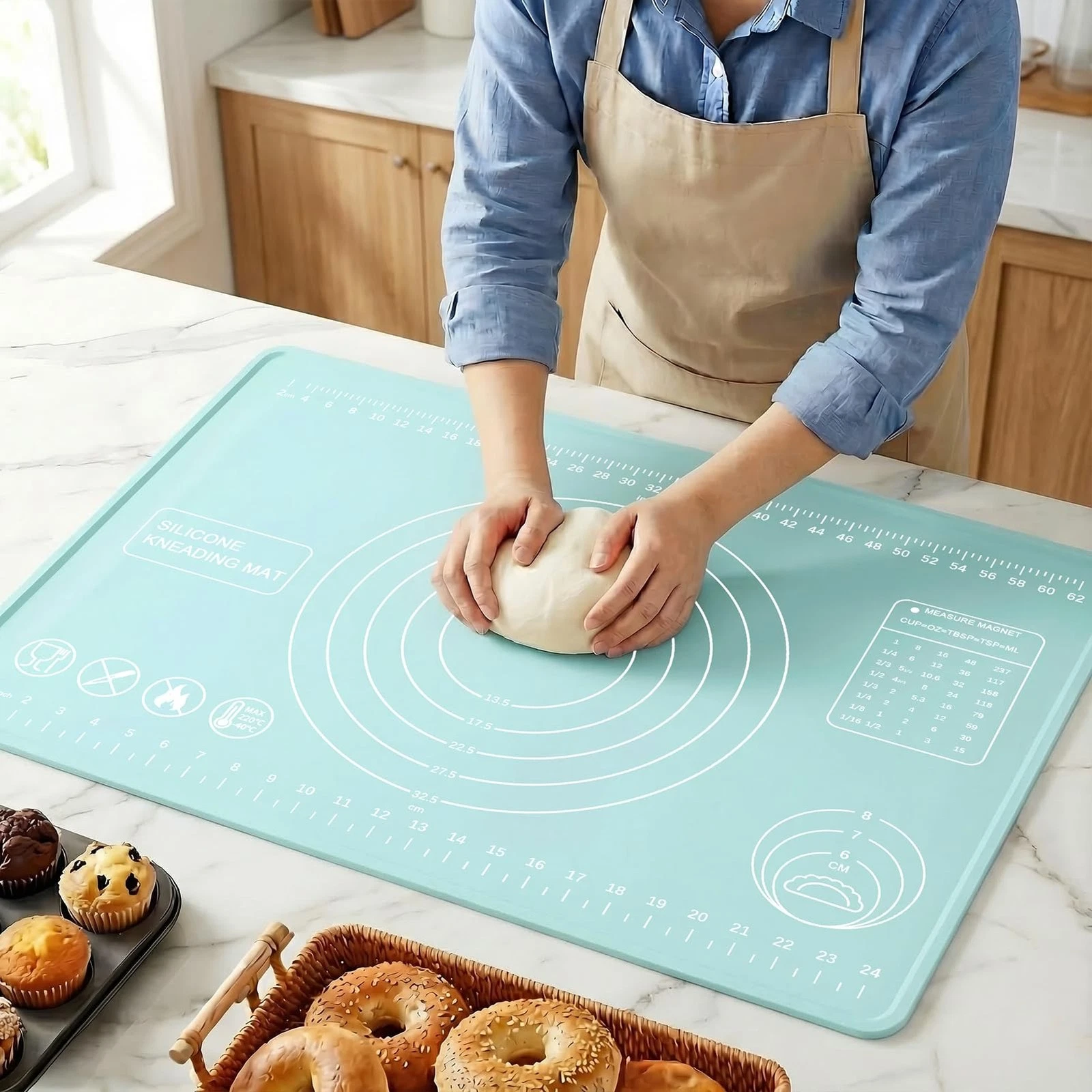 Silicone Pastry Mat 28" x 20" Extra Thick Silicone Baking Mat with Measuremen...
Opens in a new wind
