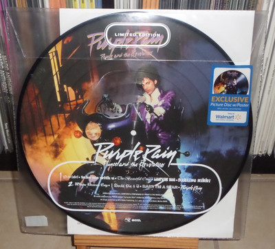 PRINCE PURPLE RAIN PICTURE DISC & POSTER LET'S GO CRAZY WHEN DOVES