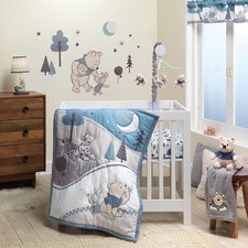  LAMCR Forever Pooh 3-Piece Mini Crib Bedding Set, Blue 780020 