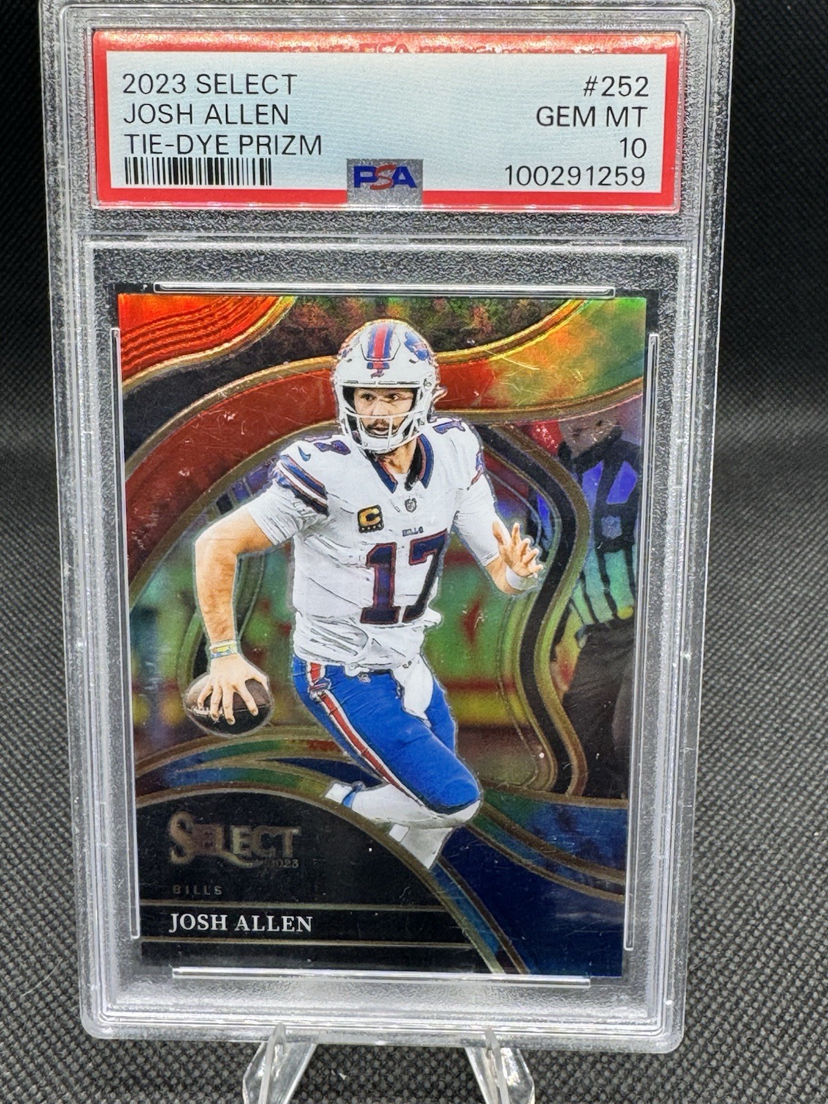 2023 Panini Select Josh Allen Club Level Tie-Dye Prizm /25 PSA 10 Bills BOOKEND view 1