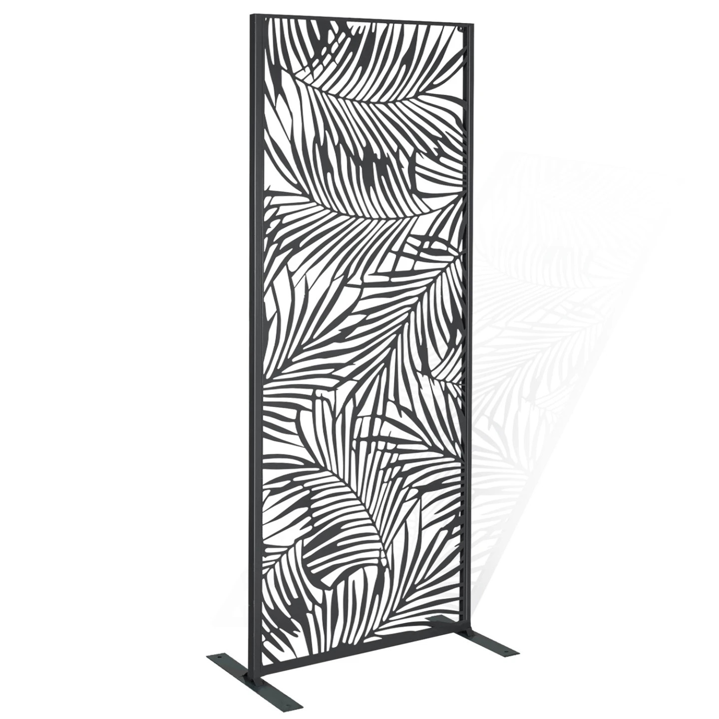 Panneau décoratif PALM gris 150x50 cm en métal pour claustra de jardin moderne