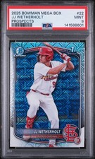 2025 BOWMAN MEGA BOX CHROME PROSPECTS #22 JJ WETHERHOLT PSA 9