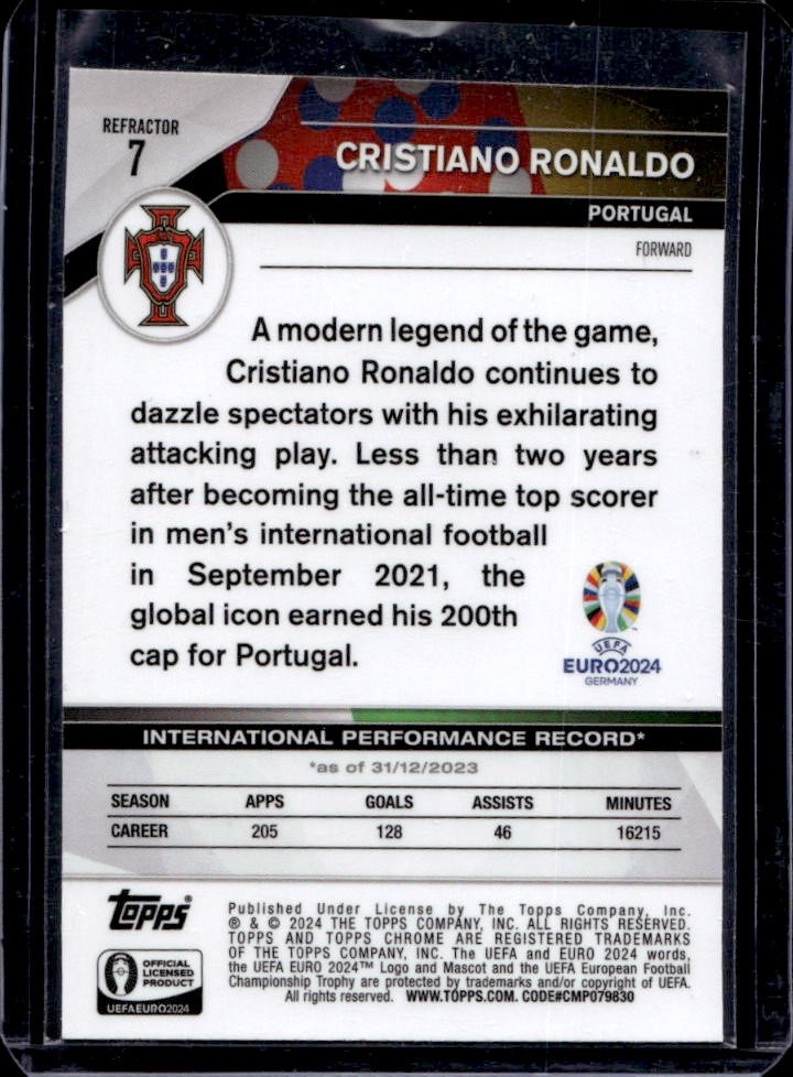 2023-24 Topps Chrome UEFA Euro Cristiano Ronaldo Refractor #7 Portugal view 2