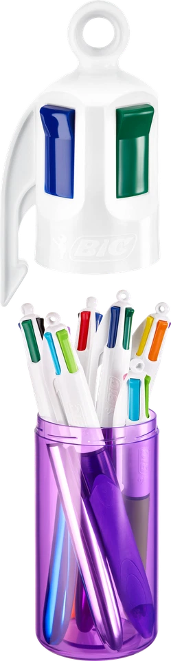 BIC Kugelschreiber 4 Colours, 6er Stifte Set in lila Stiftebecher - Bild 3 von 4