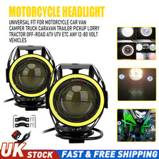 U5 LED Driving Fog Lights For Motorcycle Trailer Camper White Angel Eye 12-80V