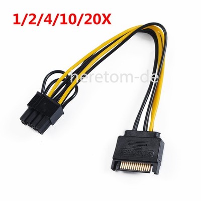 15pin SATA Male to 8pin(6+2) PCI-E Power Supply Cable für GPU Graphic Video Card