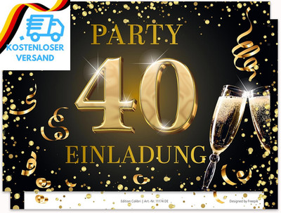 Edition Colibri Einladungskarten Zum 40. Geburtstag, 10 Stück, Format A6, Karten