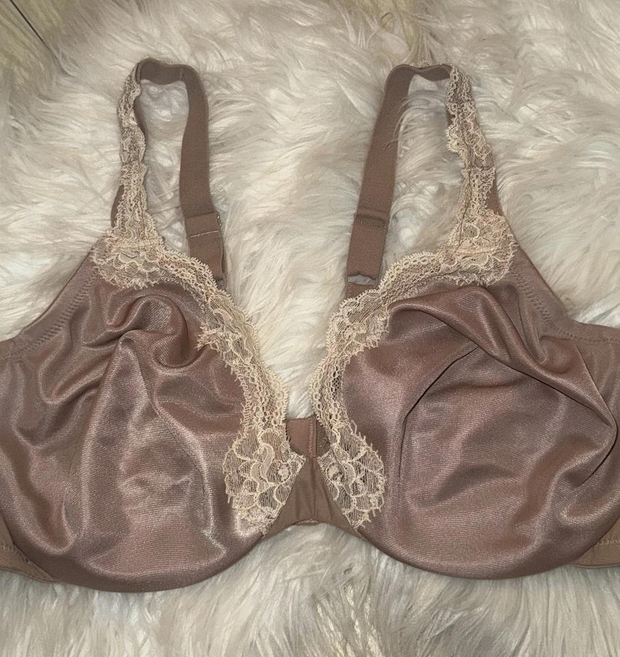 Olga 35061 Smooth Back Supreme Support Bra Lace Underwire Womens 38DD Beige - Image 3 of 4