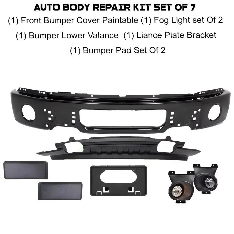 全新前保险杠底漆钢和雾灯总成套件 适用于 2009 - 2014 年福特 F-150 — 第 2/4 张图片