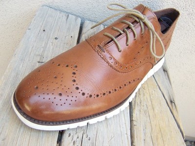 COLE HAAN Mens Casual Dress Shoes Cognac Brown Leather Wingtip Saddle Size 12M