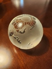 Large High Quality Crystal Globe Paperweight 5-1/2" Round USA Seller 