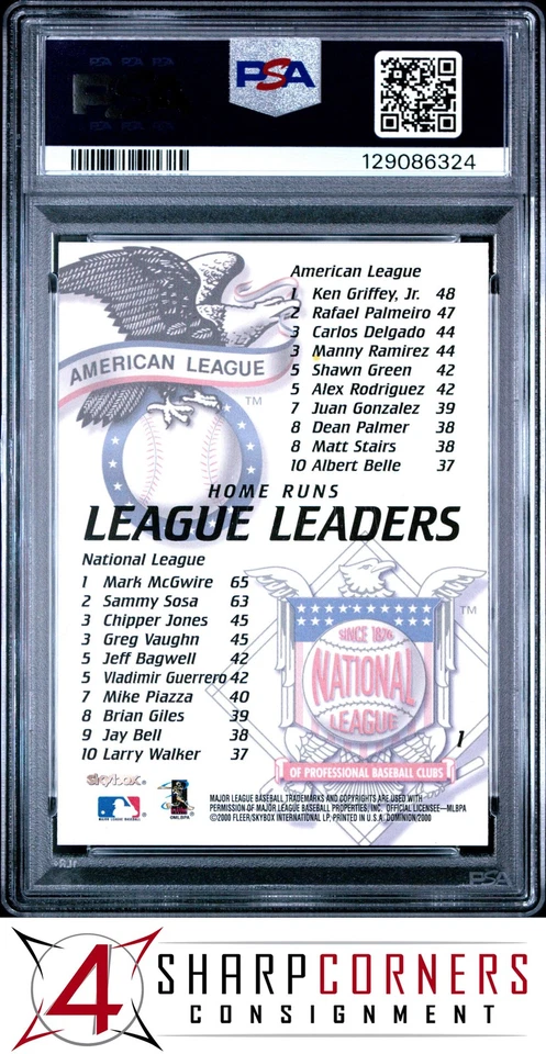 2000 SKYBOX DOMINION #1 MARK McGWIRE-KEN GRIFFEY JR. PSA 10 - Image 2 of 3