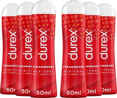 Durex Play Sweet Strawberry Gleitgel Erdbeergeschmack Wasserbasis 6 x 50ml