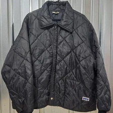 Big Smith Jacket Mens Quilted Workwear Nylon Snap Zip Made USA Vintage Black XL