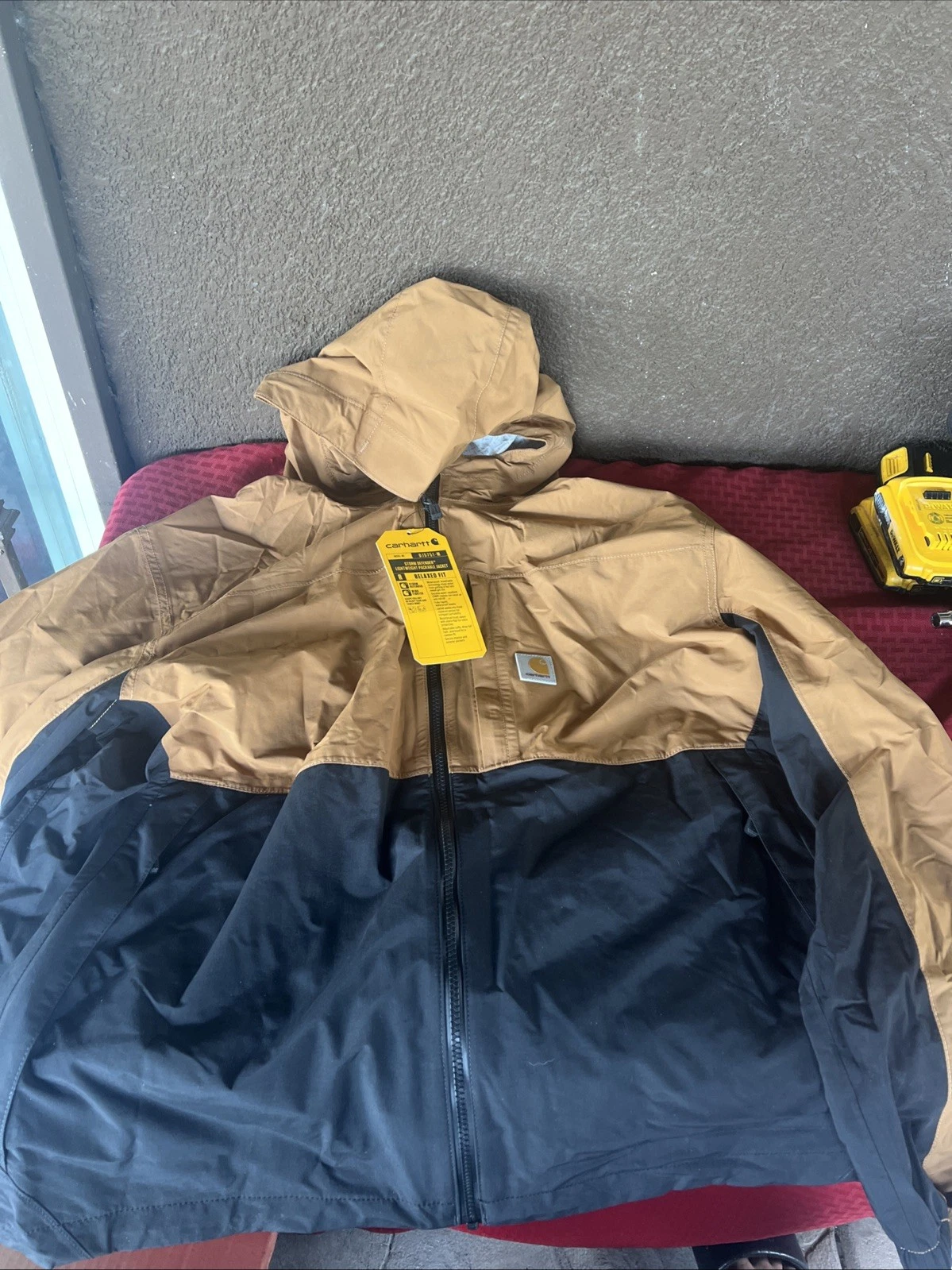 CARHARTT STORM DEFENDER WATERPROOF RELAXED FIT PACKABLE JACKET BROWN BLACK XXL